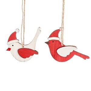Red And White Birds Wooden Assorted